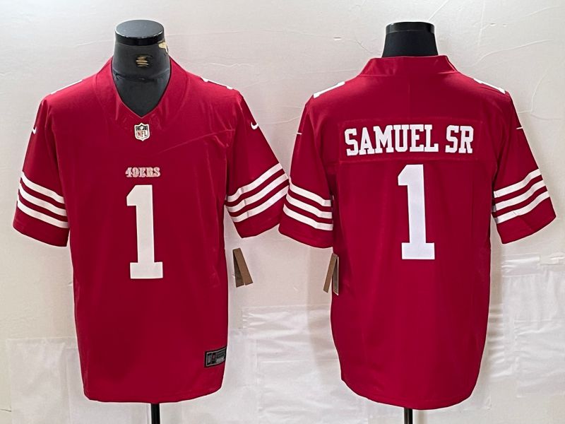 Men San Francisco 49ers 1 Samuel SR Red three generations 2024 Nike Limited NFL Jersey style 1
